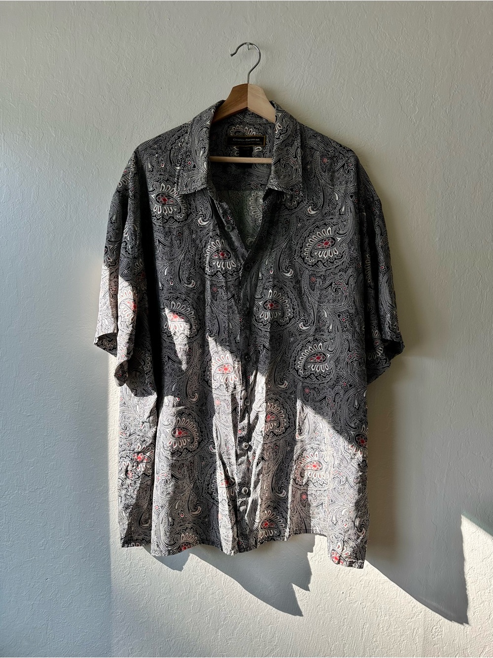 George foreman oversized silk button down easy shirt 2x xxl paisley print